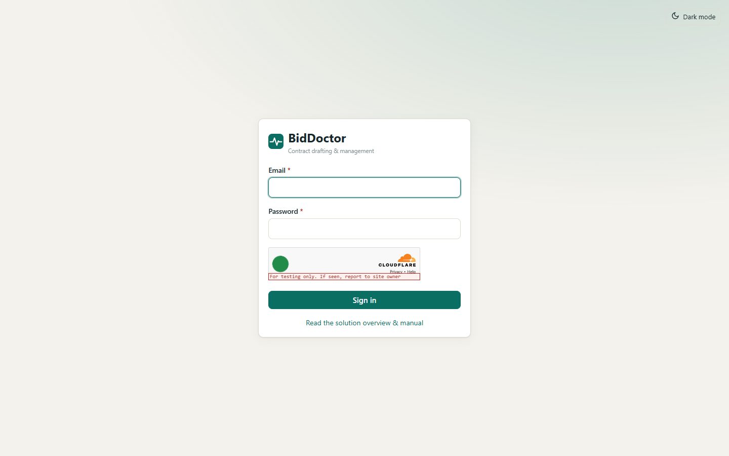 Sign-in page with Cloudflare security check