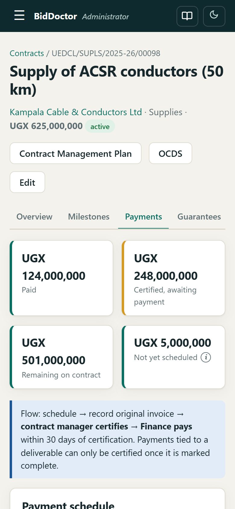 Contract payments on a phone